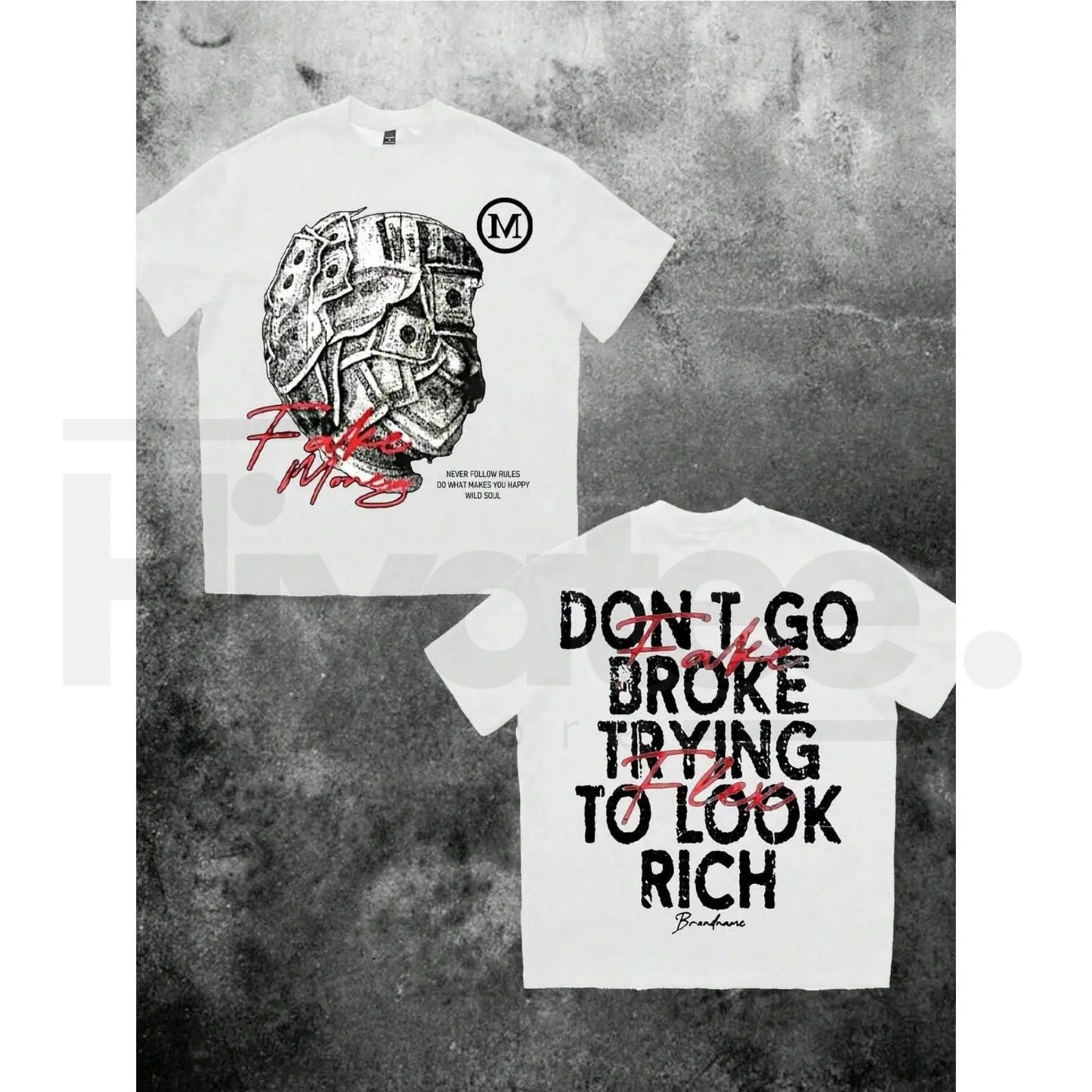Manfinity EMRG $100 Dollar Bill Print T-Shirt – Men's Oversized Loose Dropped Shoulder Streetwear Tee - Hiyatee