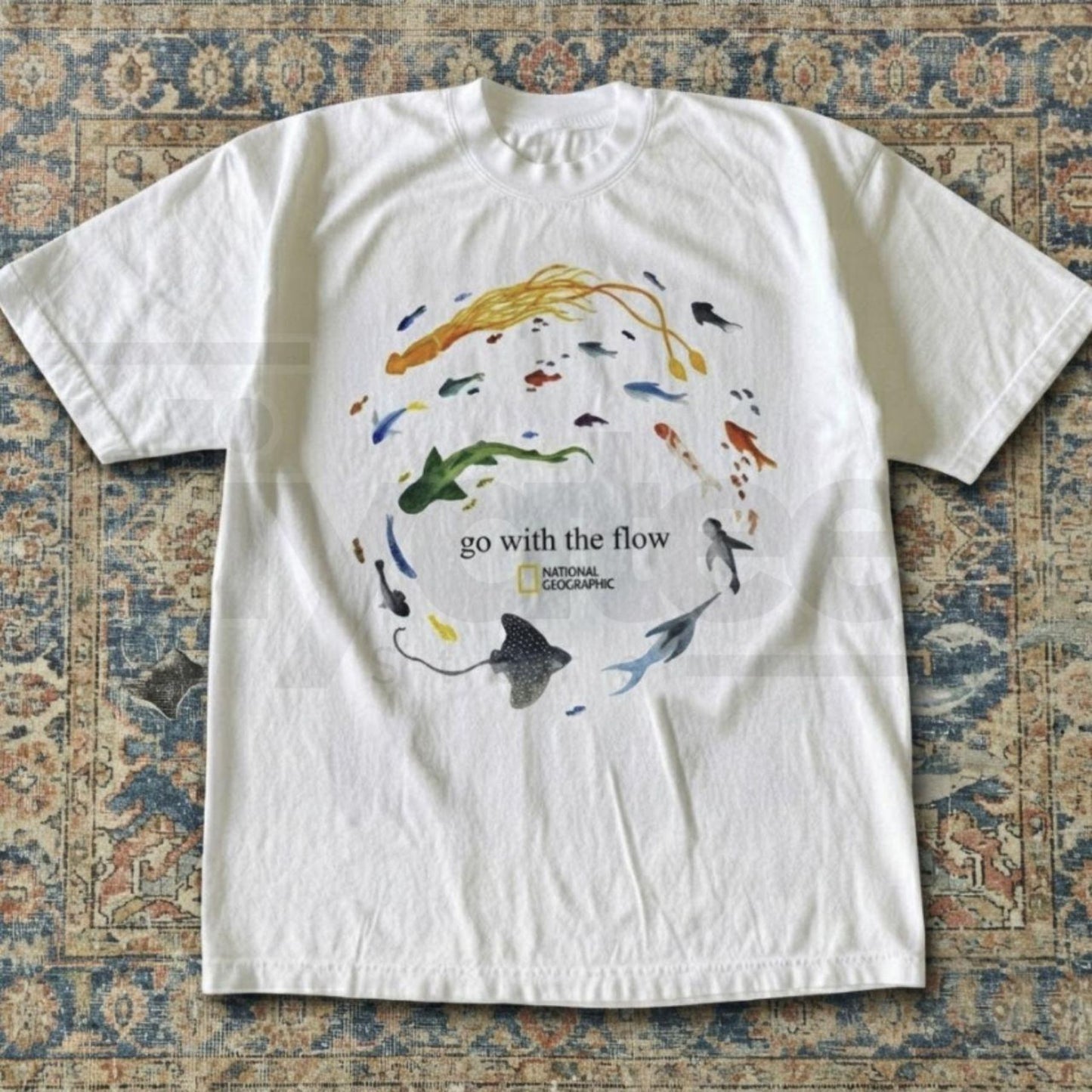 Marine Animals Go With The Flow T-Shirt – Gothic Grunge Ocean Tee - Hiyatee