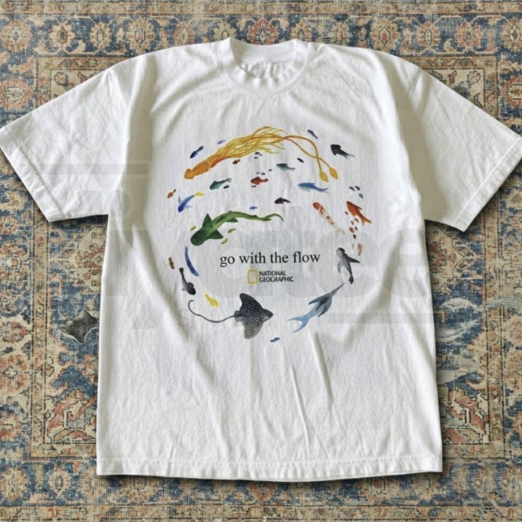 Marine Animals Go With The Flow T-Shirt – Gothic Grunge Ocean Tee - Hiyatee