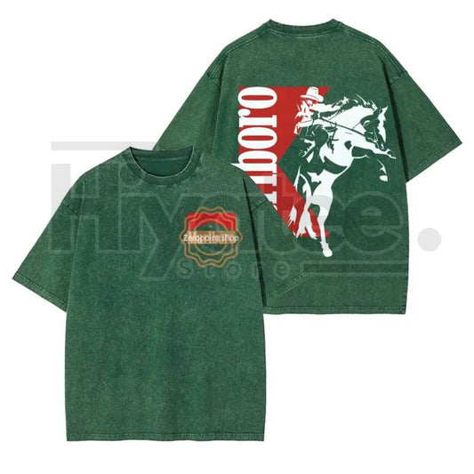 Marlboro Vintage Washed Denim T-Shirt – Bohemian Western Style Unisex Graphic Tee - Hiyatee