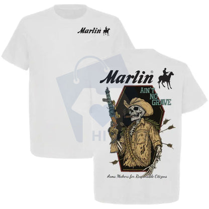 Marlin Ain’t No Grave Cowboy T-Shirt – Skeleton Gunman Vintage Western Graphic Tee - Hiyatee