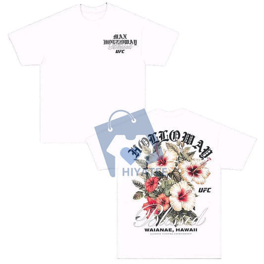 Max Holloway UFC 318 Hibiscus T-Shirt – Unisex Fight Night Graphic Tee-Hiyatee