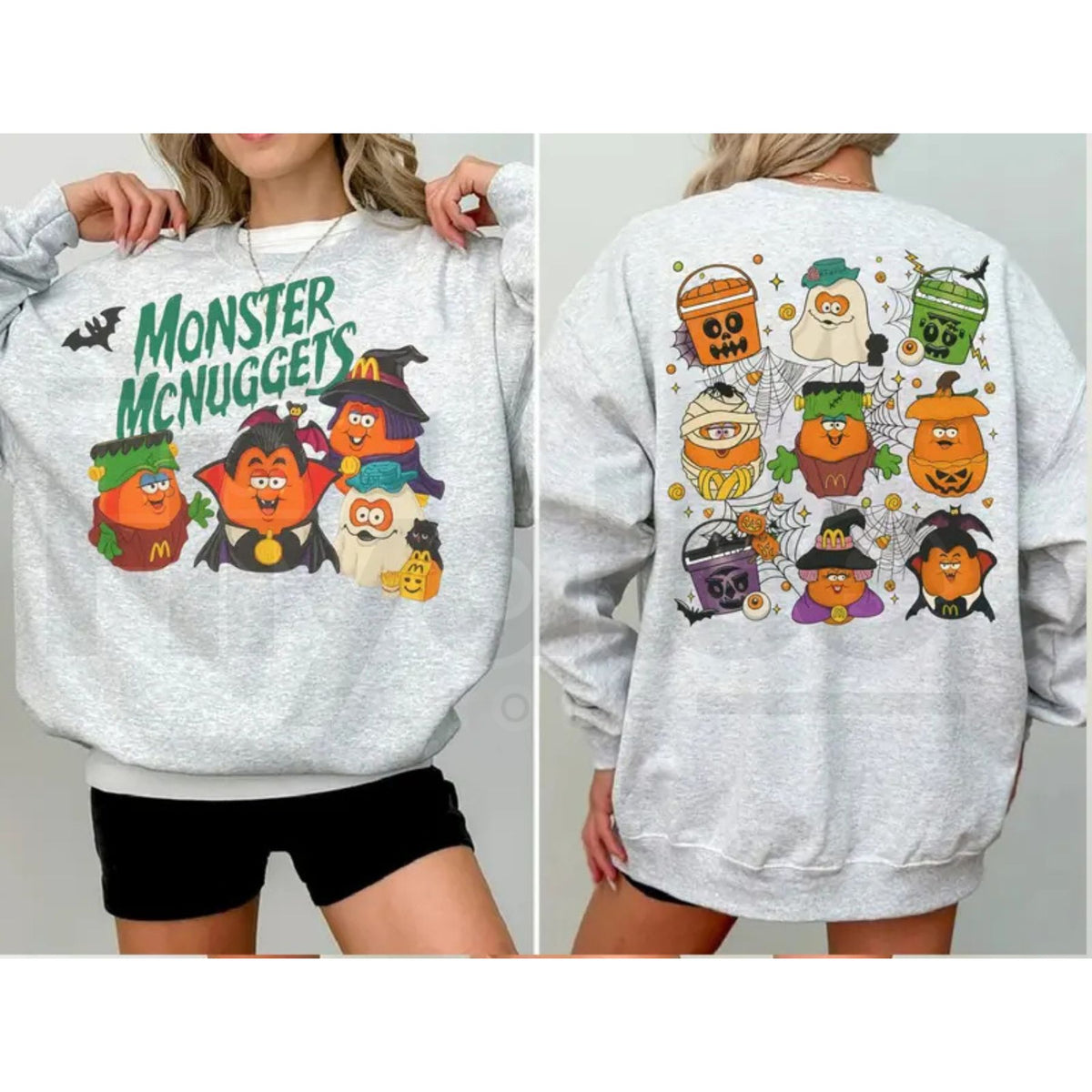 McNuggets Buddies 2 Sided Sweatshirt – Spooky Nuggets Halloween Graphic Crewneck - Hiyatee