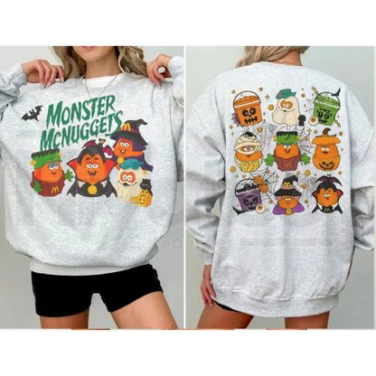 McNuggets Buddies 2 Sided Sweatshirt – Spooky Nuggets Halloween Graphic Crewneck - Hiyatee