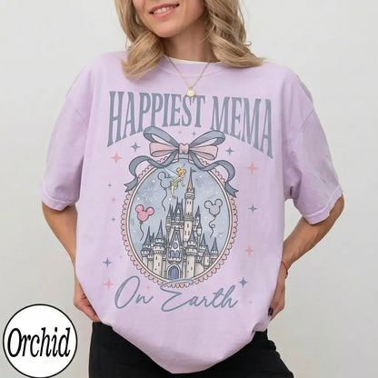 Personalized Retro Happiest Mom On Earth Comfort Colors Shirt – Coquette Bow Mama Tee