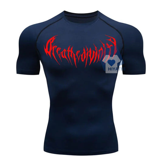 Men’s Compression Running Shirt – Short Sleeve, Quick-Dry, High-Elastic Fitness Base Layer Top-Hiyatee