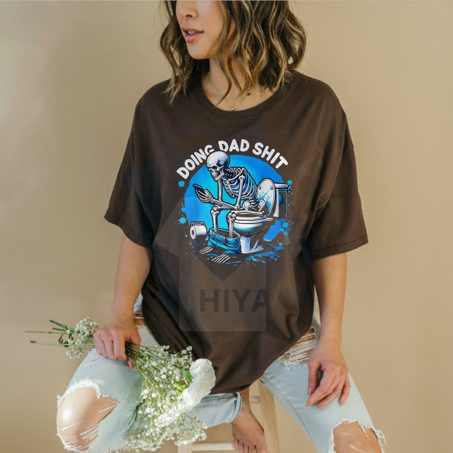 Men's "Doing Dad Shit" Skeleton Graphic T-Shirt – Humorous Father's Day Gift Black Tee - Hiyatee