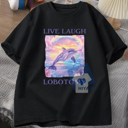 Men’s Funny Dolphin Meme T-Shirt – Silly Weirdcore Graphic Tee, Viral Internet Humor Shirt, Short Sleeve Unisex Cotton Top-Hiyatee