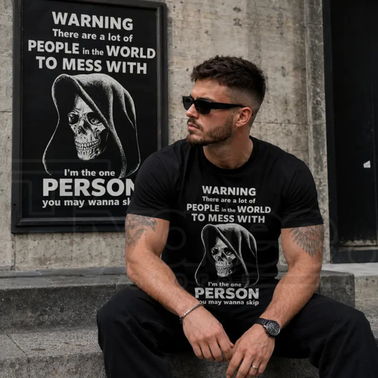 Men’s Funny Grim Reaper T-Shirt – High Contrast Skull Graphic Dark Humor Tee - Hiyatee