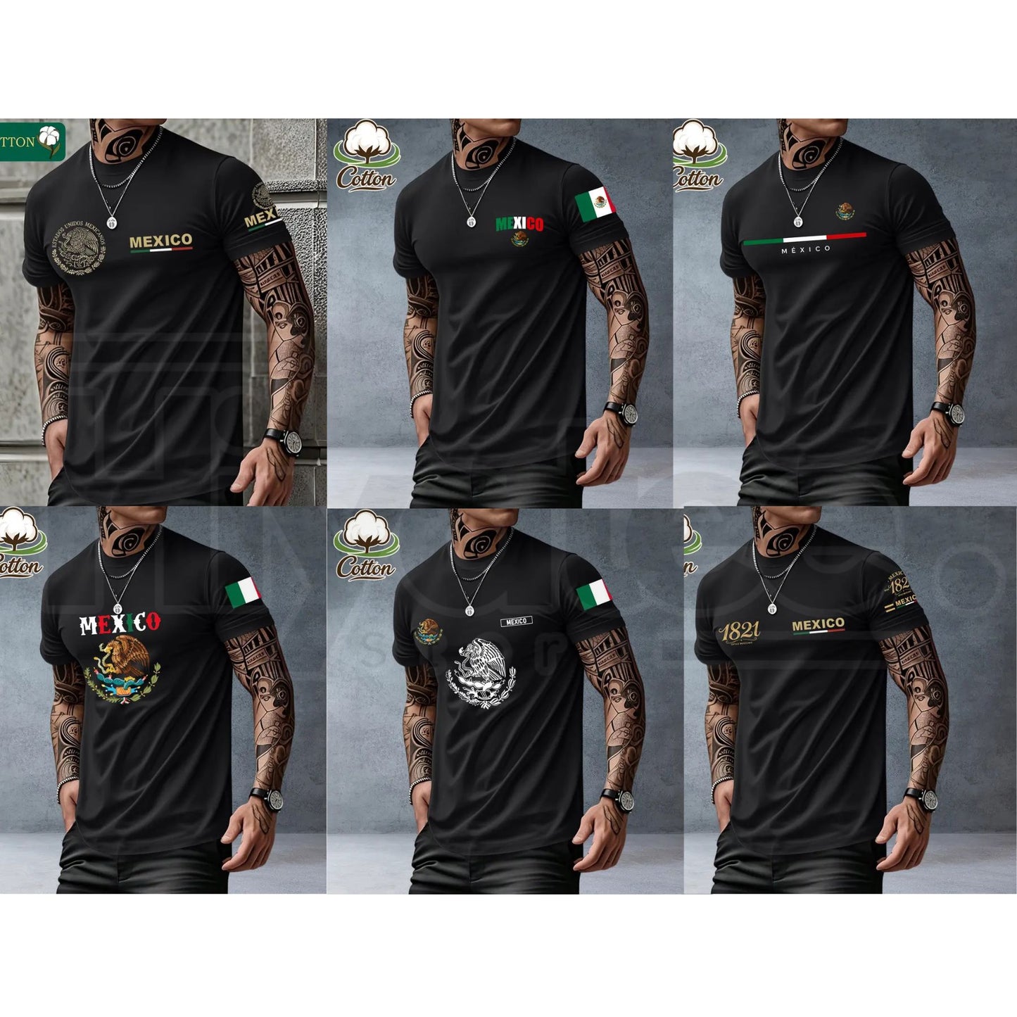 Men's Heavyweight Loose-Fit Mexican Heritage T-Shirt – Summer Casual Streetwear Tee - Hiyatee
