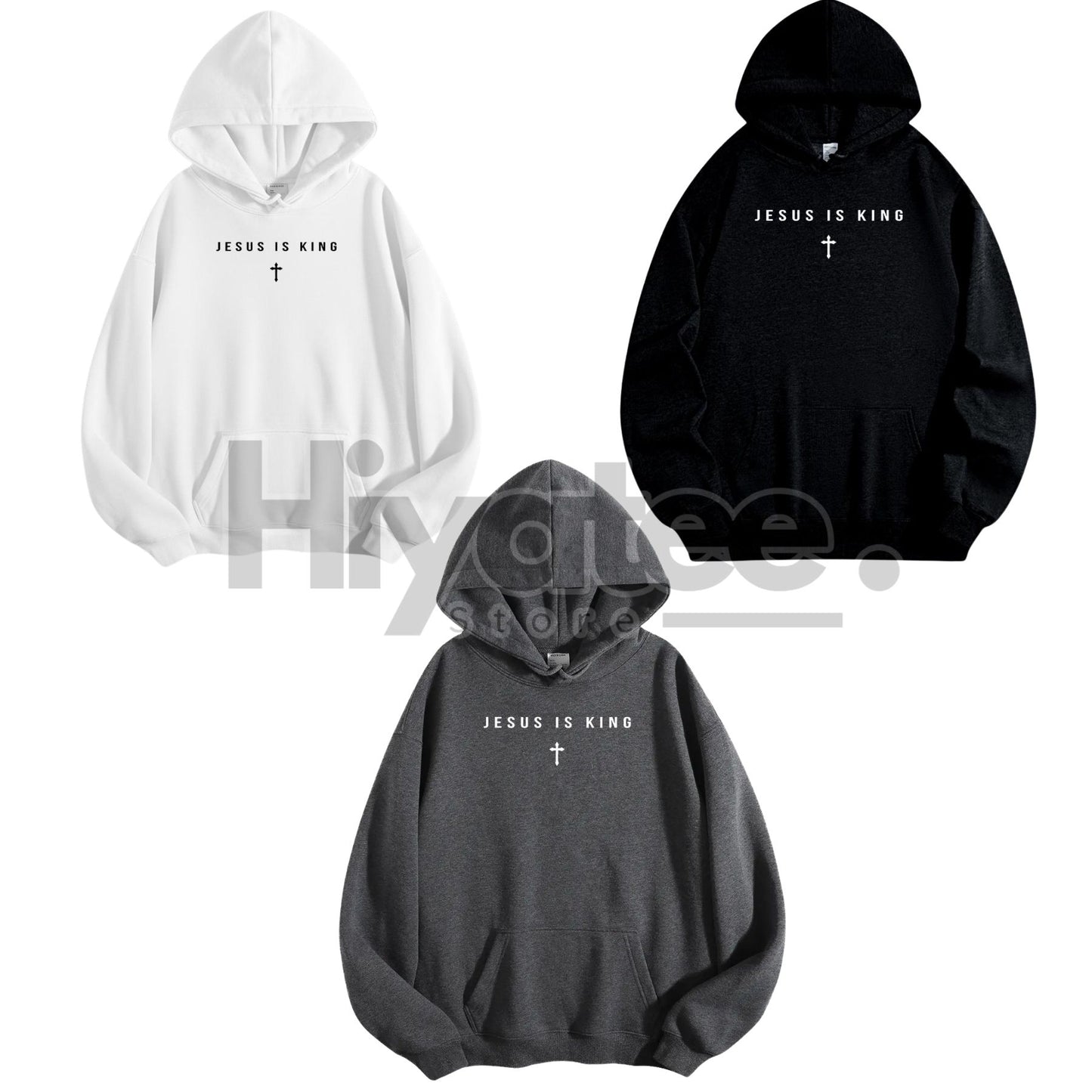 Men's Jesus Is King Cross Graphic Hoodie - Hiyatee