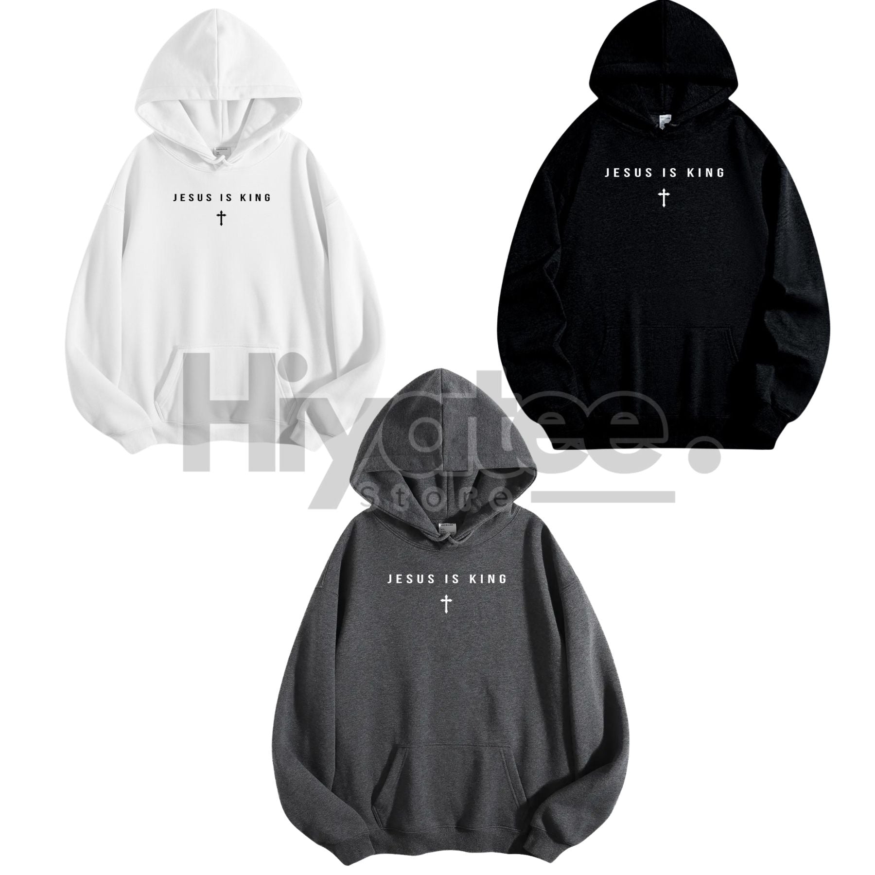 Men's Jesus Is King Cross Graphic Hoodie - Hiyatee
