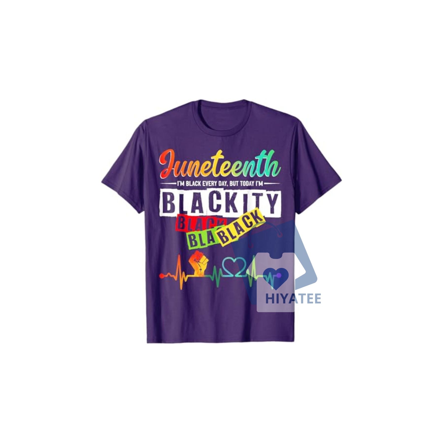 Men’s Juneteenth “Blackity Heartbeat” T-Shirt – Black History Hip-Hop Cotton Tee-Hiyatee