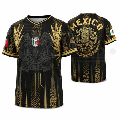 Men's Mexican Aztec Soccer Top – Mexico 2026 Jersey, Casual Sports Fan Gear for Game Day & Training - Hiyatee