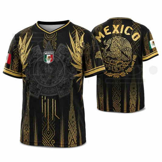 Men's Mexican Aztec Soccer Top – Mexico 2026 Jersey, Casual Sports Fan Gear for Game Day & Training - Hiyatee