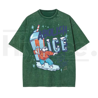 Men's Oversized Retro Washed Stretch Cotton T-Shirt – Short Sleeve Casual Round Neck Streetwear Tee - Hiyatee