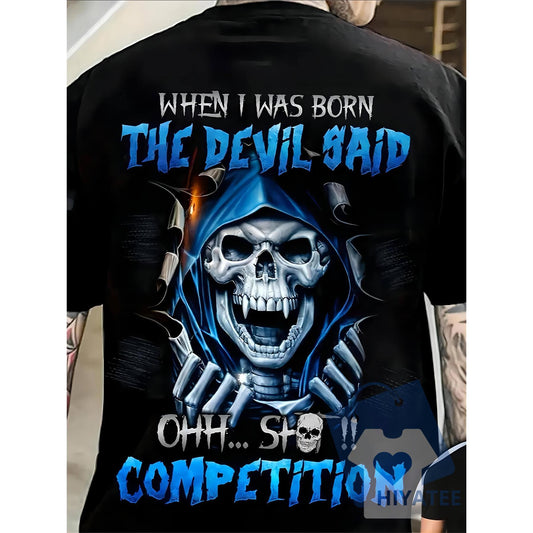 Men's Skull Graphic T-Shirt – 3D Digital Print Casual Tee for Summer, Stylish Crew Neck Short Sleeve Outdoor Top-Hiyatee