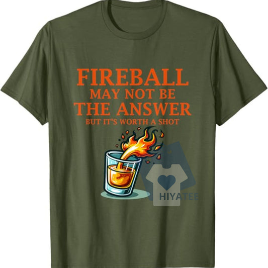 Men's Stylish Graphic Tee – Slim Fit Casual Wear with Bold Fireball & Whiskey Print - Hiyatee