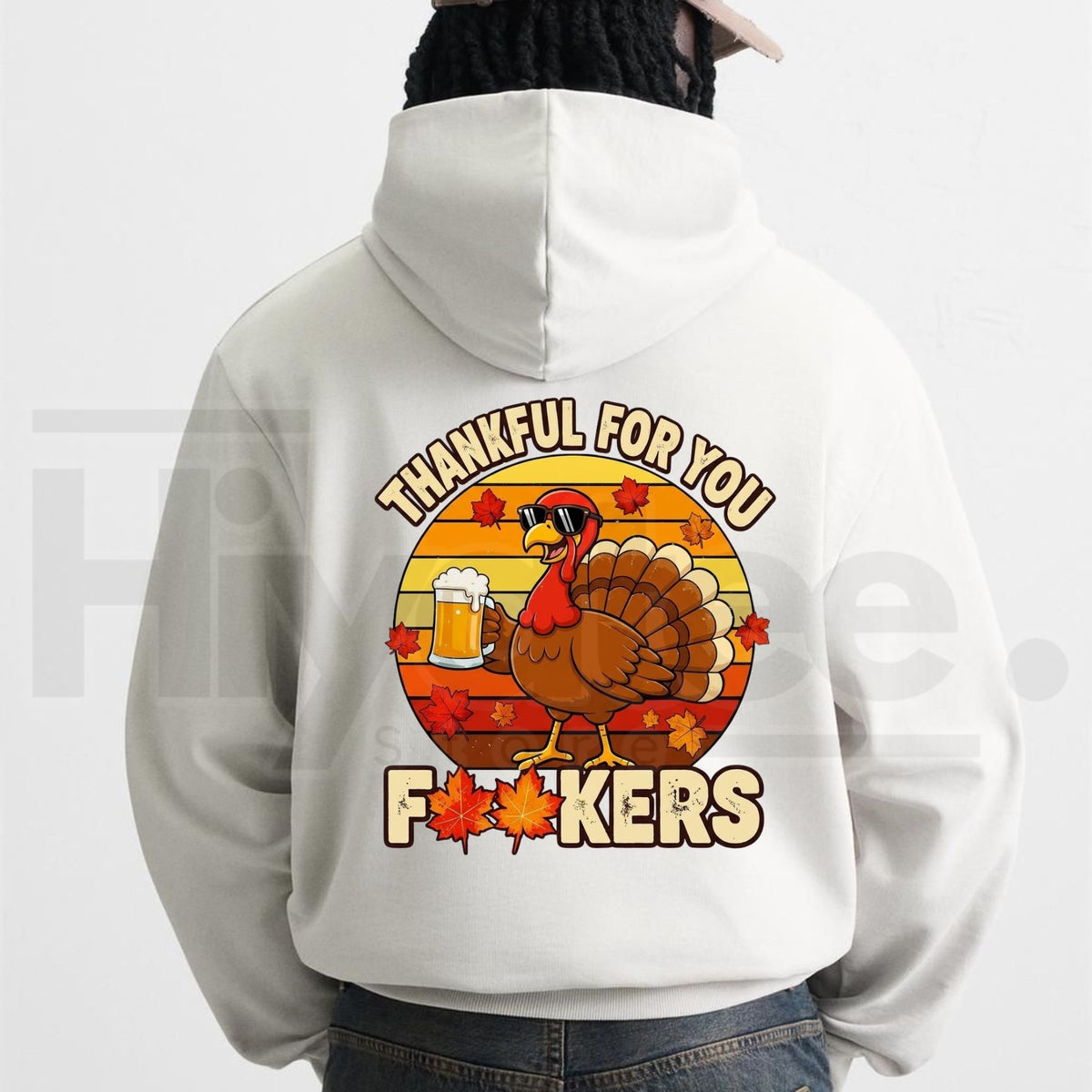 Men’s Thankful For You Graphic Hoodie – Thanksgiving Turkey Humor Casual Cotton Pullover - Hiyatee