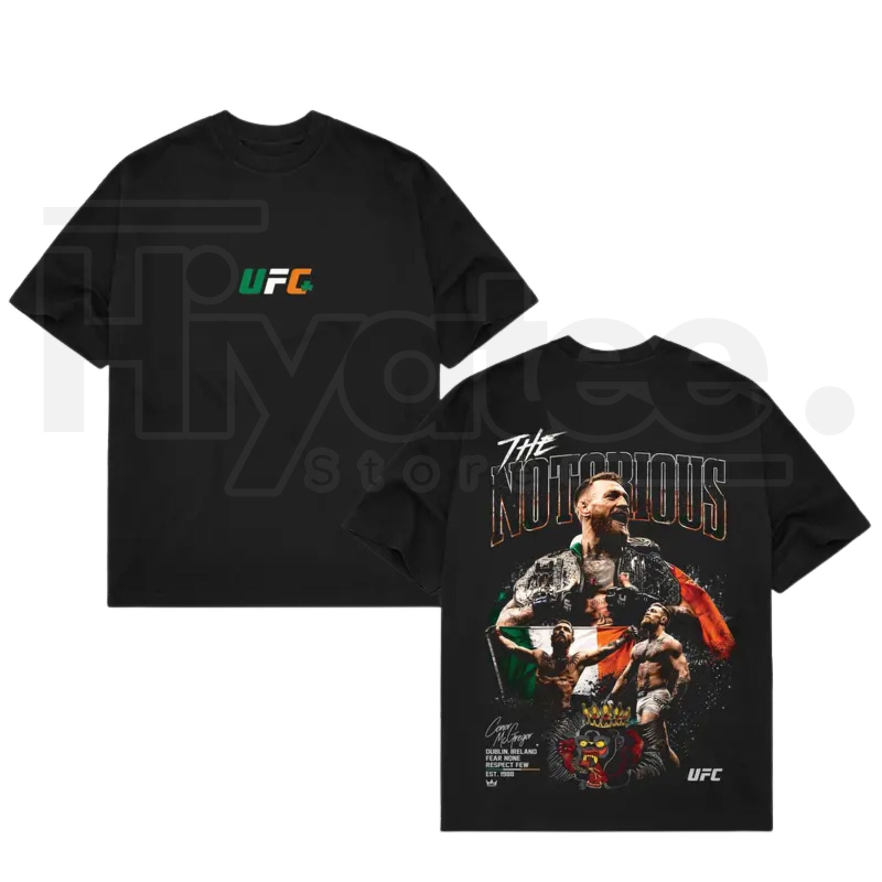 Men's UFC Conor McGregor T-Shirt – The Notorious Black MMA Graphic Tee - Hiyatee