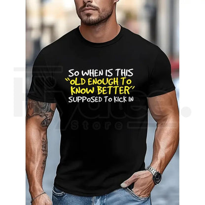 Men's Vintage Cotton Graphic T-Shirt – Funny Retro Quote Streetwear Tee - Hiyatee