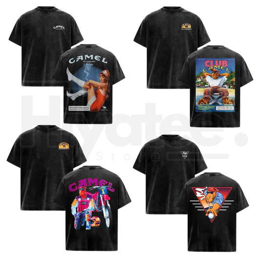 Men's Vintage Pinup Graphic T-Shirt – Distressed Acid Wash Oversized Cotton Tee - Hiyatee