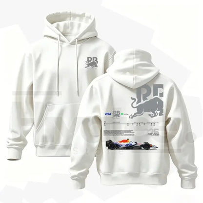 Men's Vintage Racing Cartoon Graphic Poly-Cotton Hoodie – Retro Motorsport Streetwear Pullover - Hiyatee