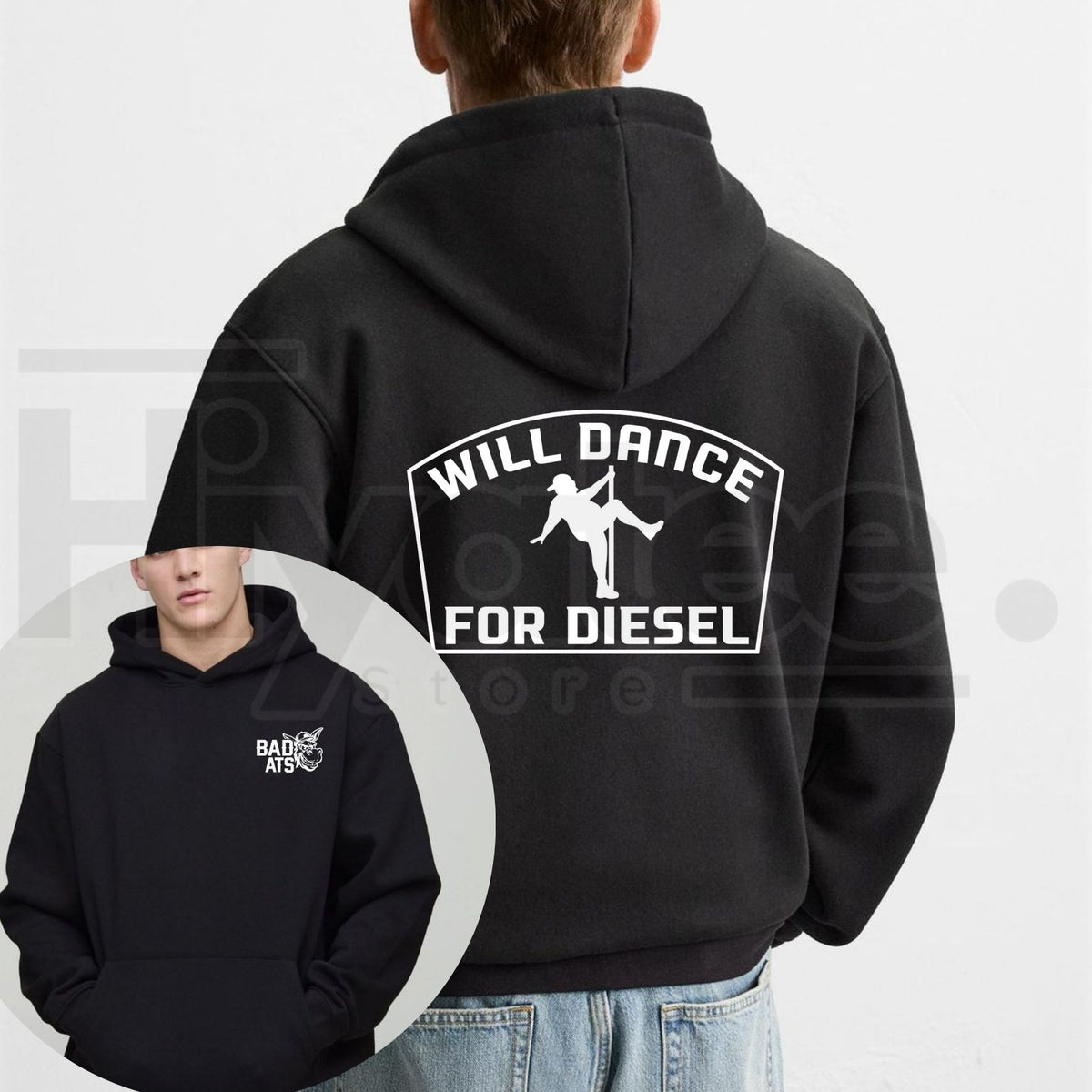 Men’s "Will Dance For Fuel" Graphic Hoodie – Funny Car & Boat Enthusiast Cotton Pullover. - Hiyatee