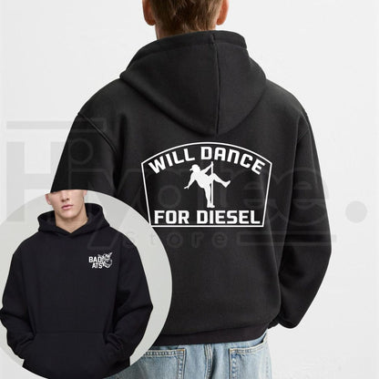 Men’s "Will Dance For Fuel" Graphic Hoodie – Funny Car & Boat Enthusiast Cotton Pullover. - Hiyatee