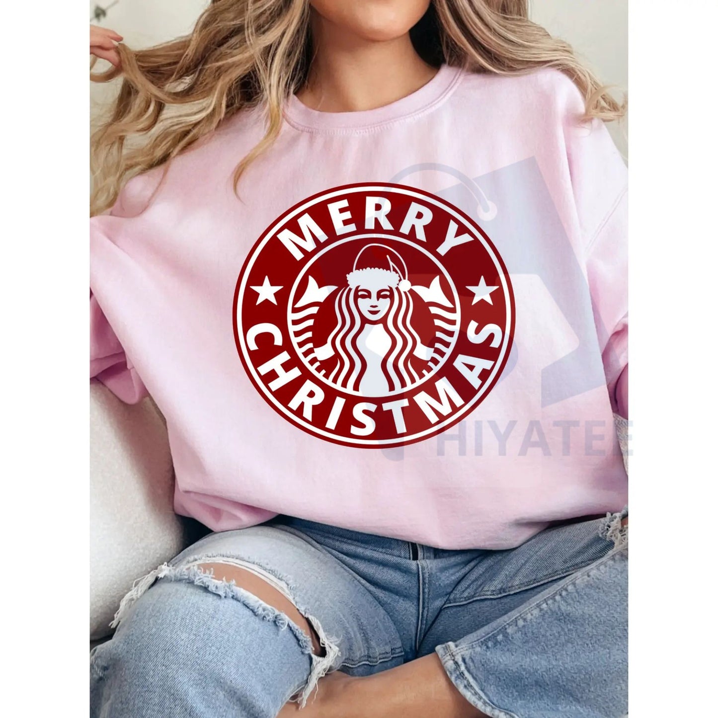 Merry Christmas Graphics Sweatshirt: Festive Holiday Design Jumper, Classic Xmas Cheer Crewneck, Fun Christmas Apparel - Hiyatee