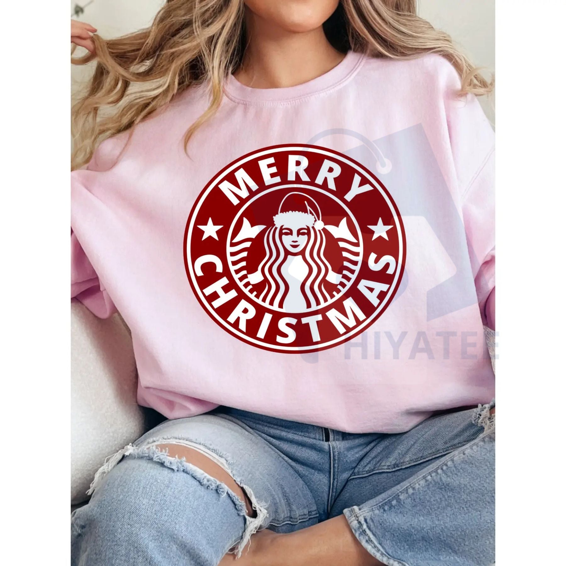 Merry Christmas Graphics Sweatshirt: Festive Holiday Design Jumper, Classic Xmas Cheer Crewneck, Fun Christmas Apparel - Hiyatee