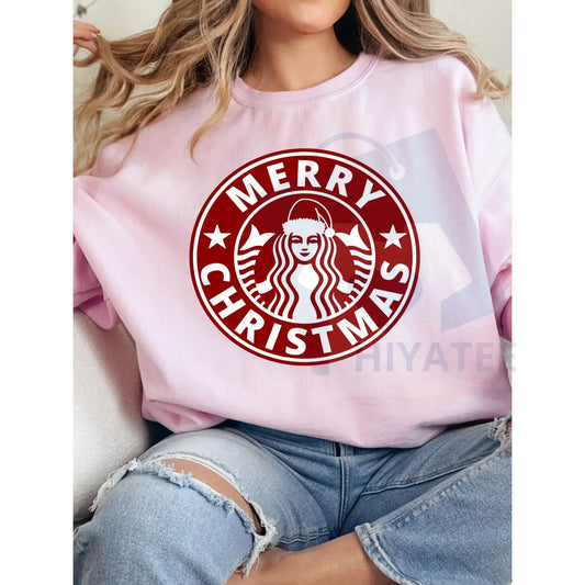 Merry Christmas Graphics Sweatshirt: Festive Holiday Design Jumper, Classic Xmas Cheer Crewneck, Fun Christmas Apparel - Hiyatee