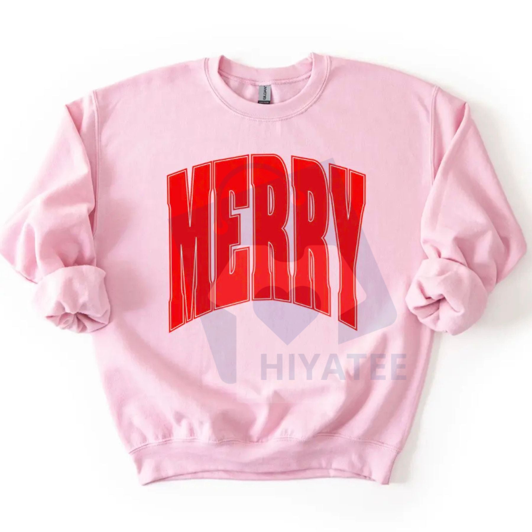 Merry Oversized Print Christmas Sweatshirt: Cozy Loose Fit Holiday Pullover, Trendy Festive Graphic Crewneck, Unisex Gift Idea - Hiyatee