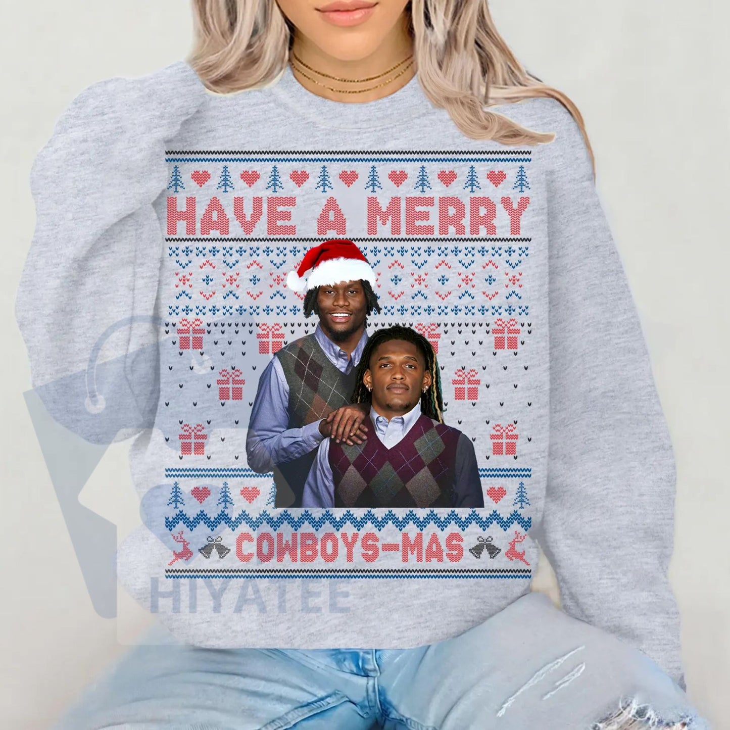 Merry Pickens Lamb Christmas Ugly Graphic Sweatshirt: Best Duo Pic and CeeD Christmas Sweater, NFL Fan Holiday Gift - Hiyatee