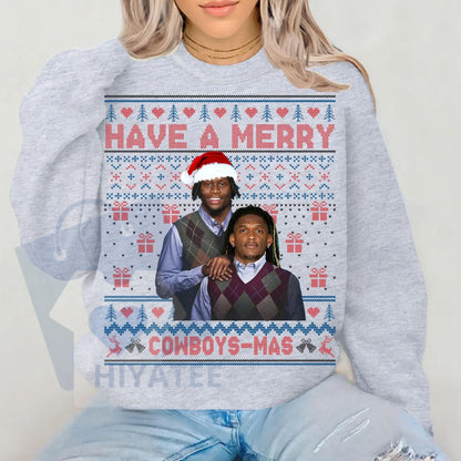 Merry Pickens Lamb Christmas Ugly Graphic Sweatshirt: Best Duo Pic and CeeD Christmas Sweater, NFL Fan Holiday Gift - Hiyatee