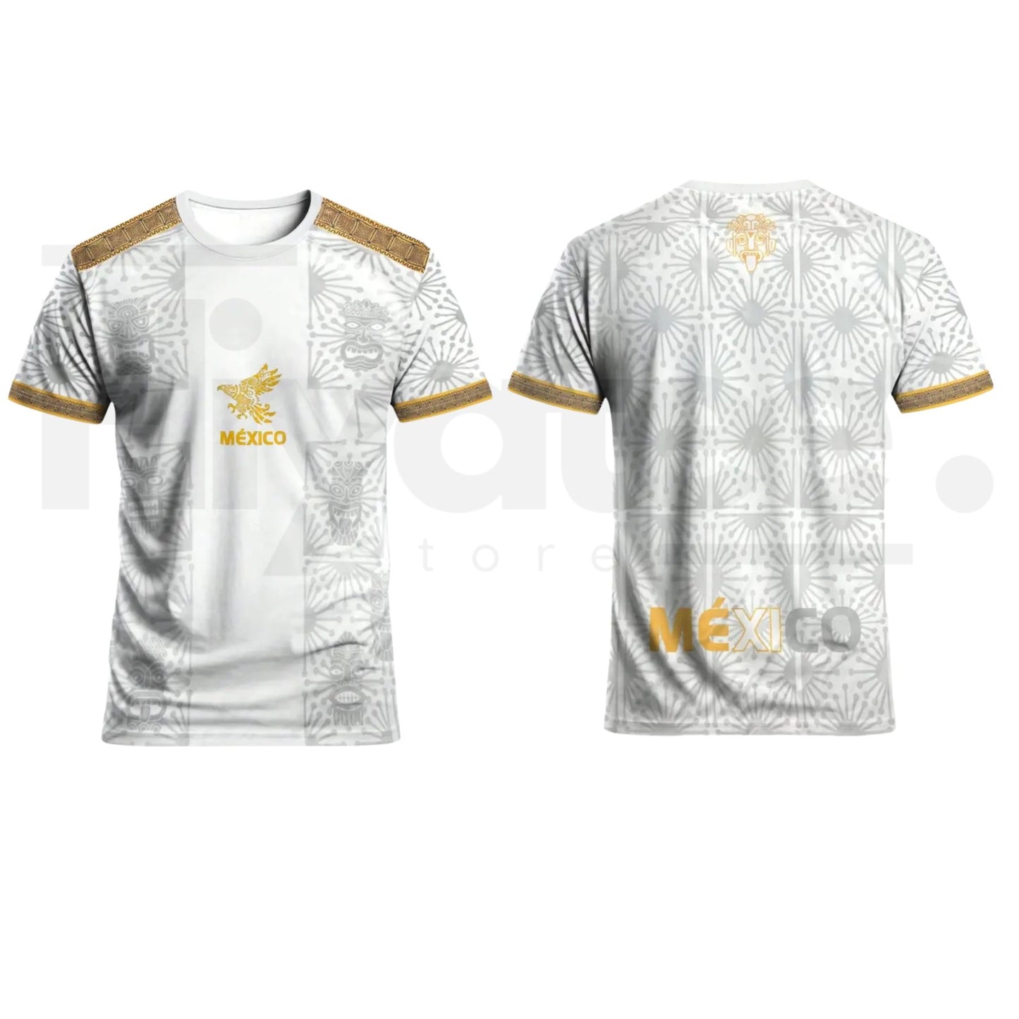 Mexican Aztec Totem Print Loose T-Shirt – Breathable Sports Short Sleeve, Athletic Casual Wear Top for Gym & Daily Use - Hiyatee