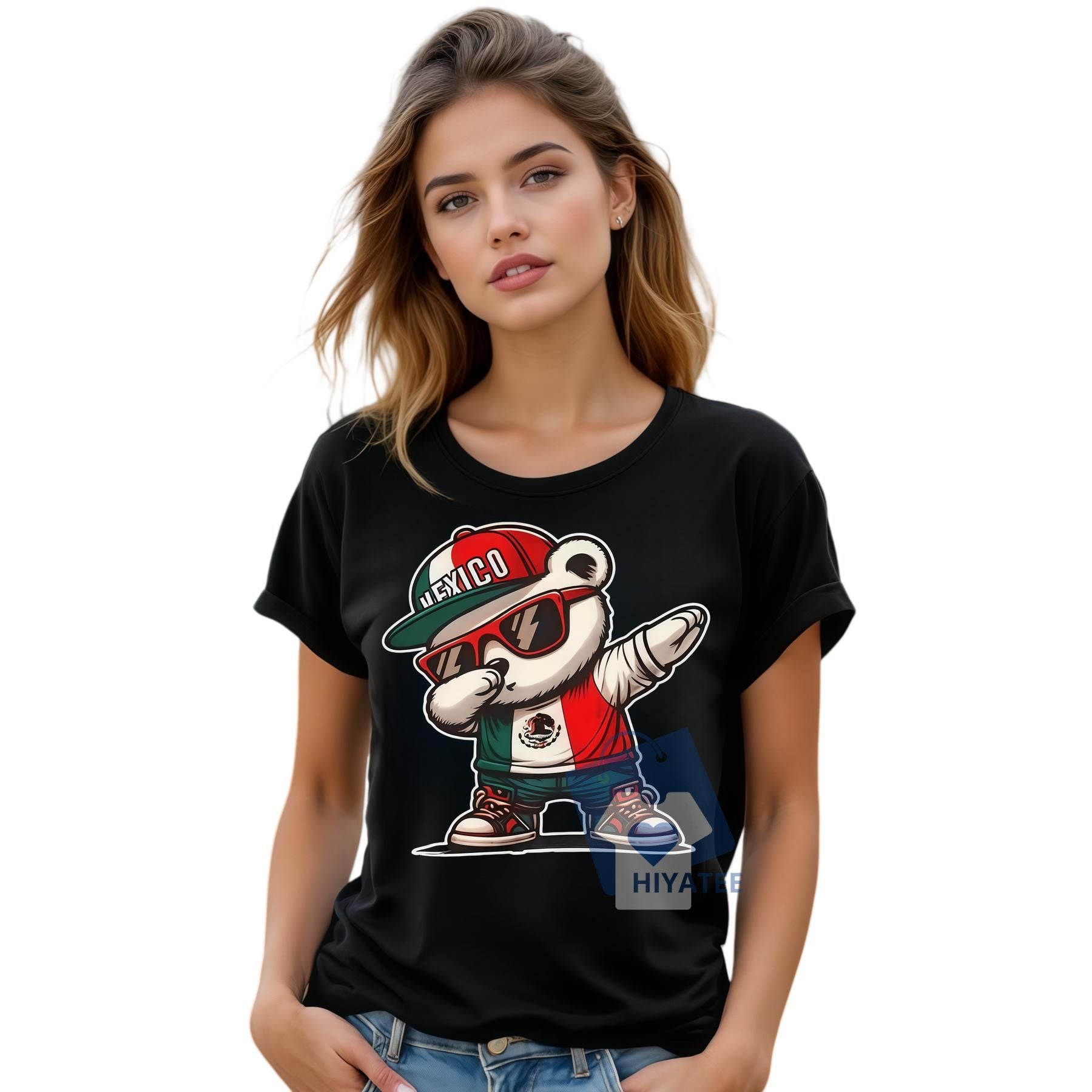 Mexican Dabbing Bear T-Shirt – Fun Graphic Streetwear Tee for Men-Hiyatee
