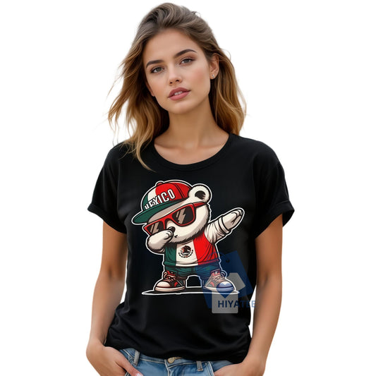Mexican Dabbing Bear T-Shirt – Fun Graphic Streetwear Tee for Men-Hiyatee