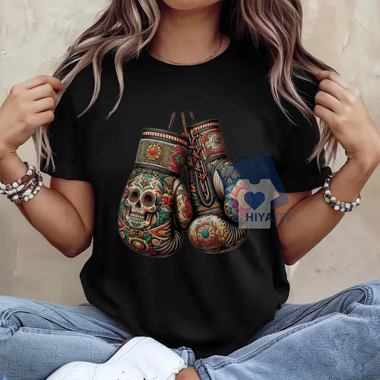 Mexican Warrior T-Shirt – Vintage Aztec Boxing Gloves Tee, Heritage-Inspired Fighter Apparel - Hiyatee