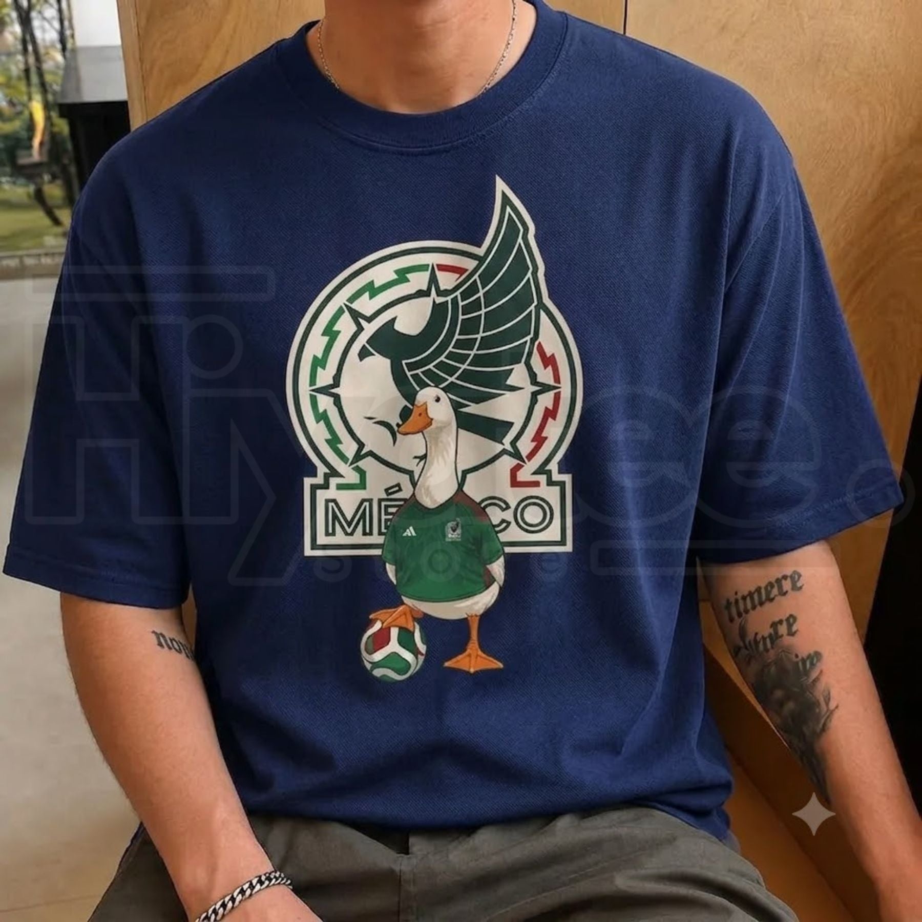 Mexico 26 Funny Goose Cup T-Shirt – Vintage Mexican Duck Flag Soccer Tee - Hiyatee