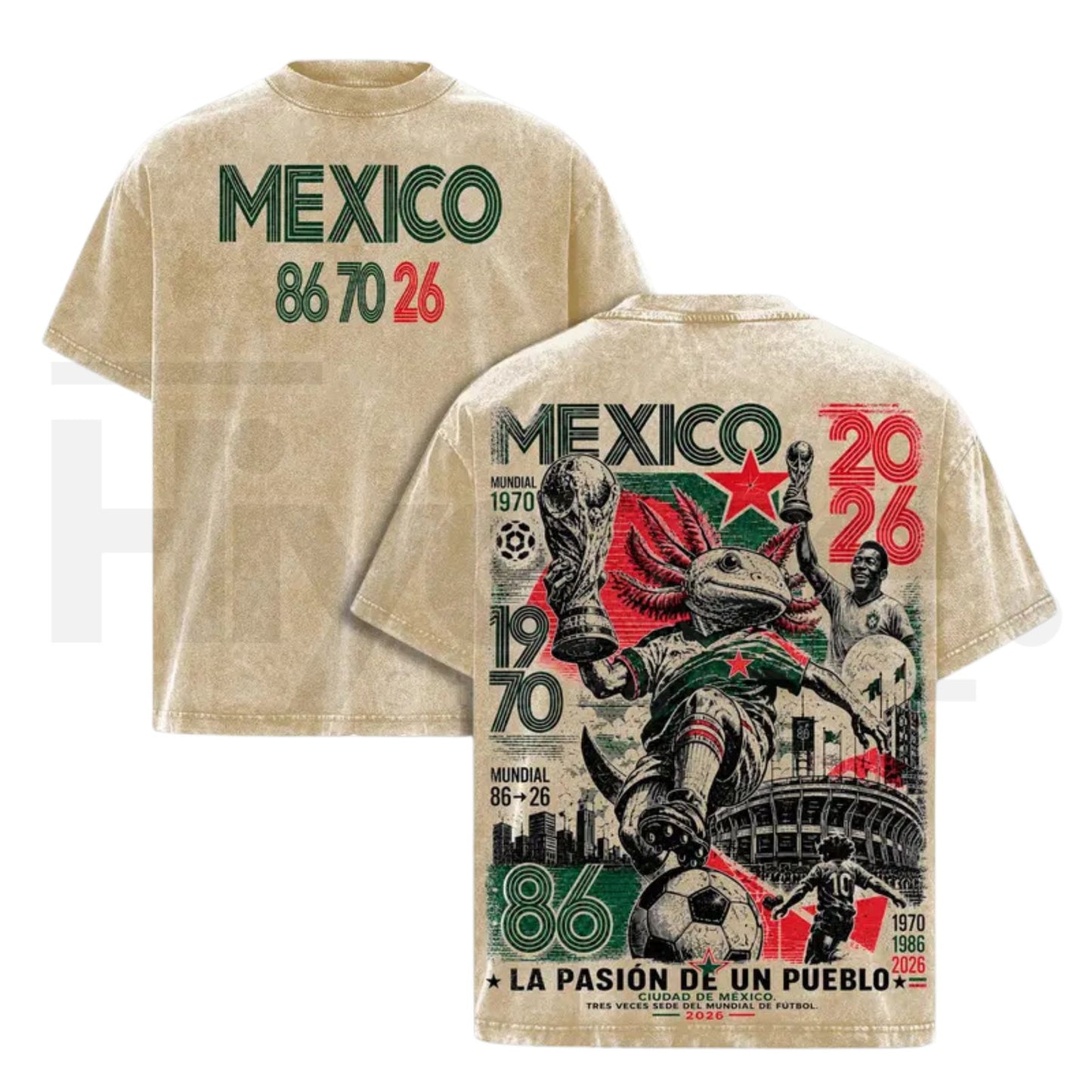 Mexico 86 70 26 United World Football Tour Vintage T-Shirt – Retro Axolotl Soccer Graphic Tee - Hiyatee