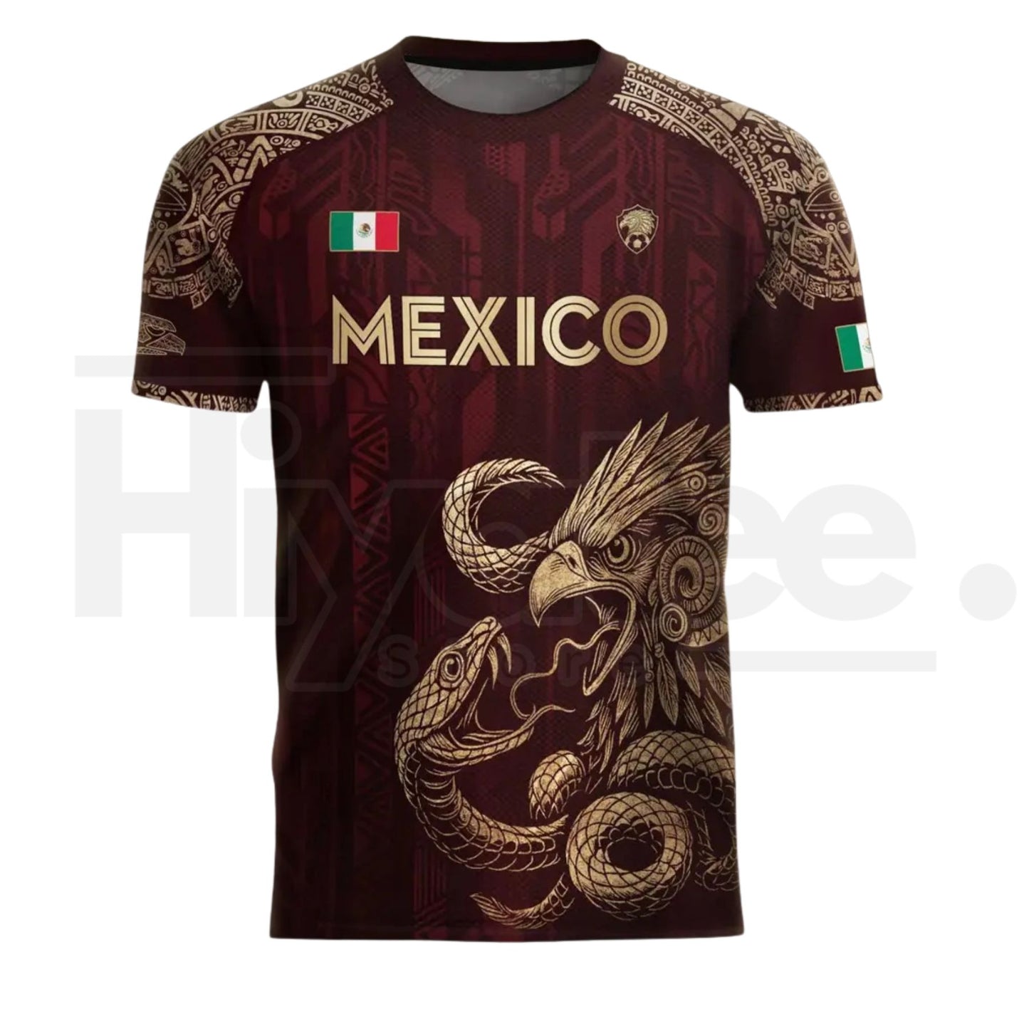 Mexico Aztec Eagle Heritage Soccer Jersey – All-Over Print Tribal Graphic - Hiyatee