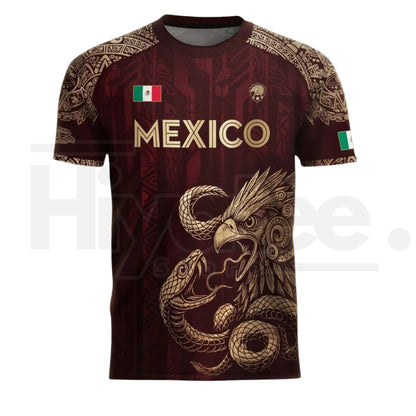 Mexico Aztec Eagle Heritage Soccer Jersey – All-Over Print Tribal Graphic - Hiyatee