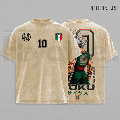 Mexico Global Football 2026 Vintage T-Shirt – Saiyan Warrior Inspired Anime Soccer Graphic Tee - Hiyatee