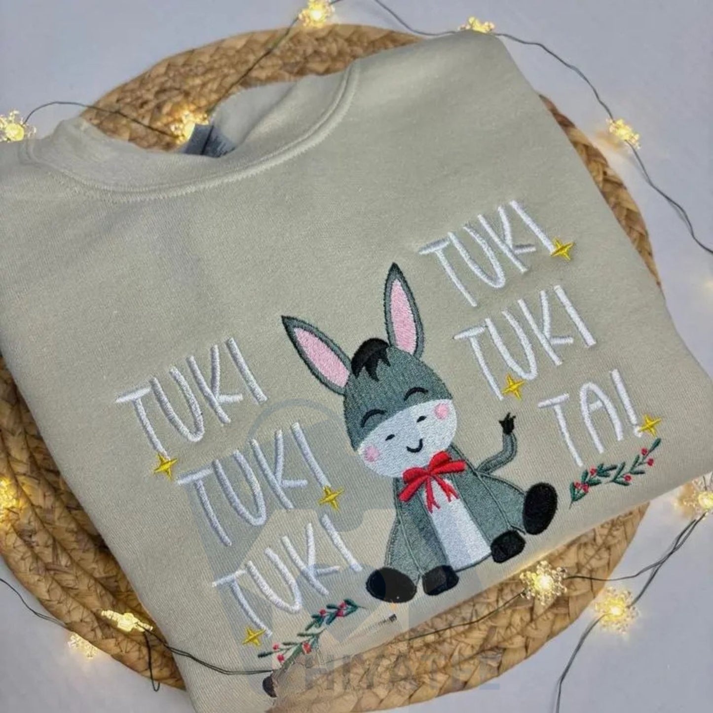Mi Burrito Sabanero Tuki Tuki Tuki Embroidered Christmas Sweatshirt – Latinx Holiday Apparel - Hiyatee