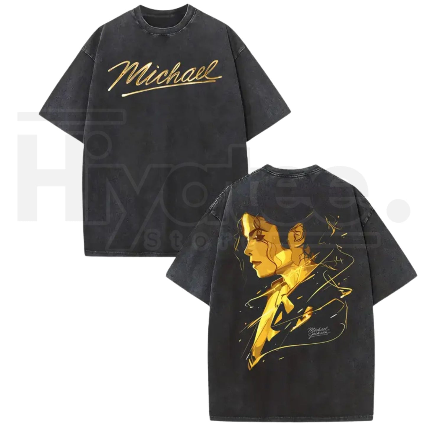 Michael Jackson "King of Pop" Vintage Washed T-Shirt – Double-Sided Retro Graphic Tee - Hiyatee
