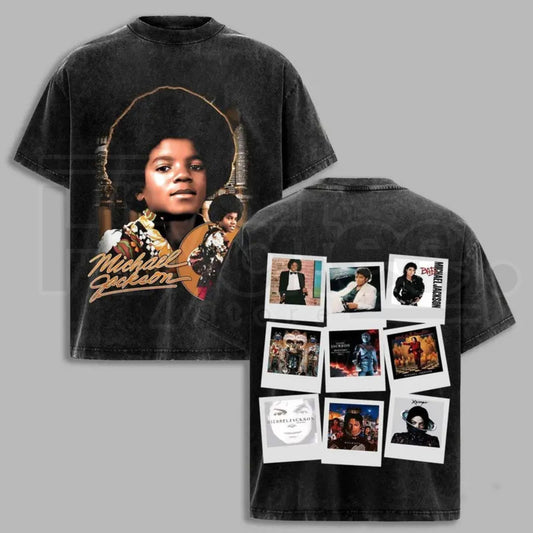 Michael Jackson Vintage Collage Washed T-Shirt – Jackson 5 Era King of Pop Retro Tee - Hiyatee