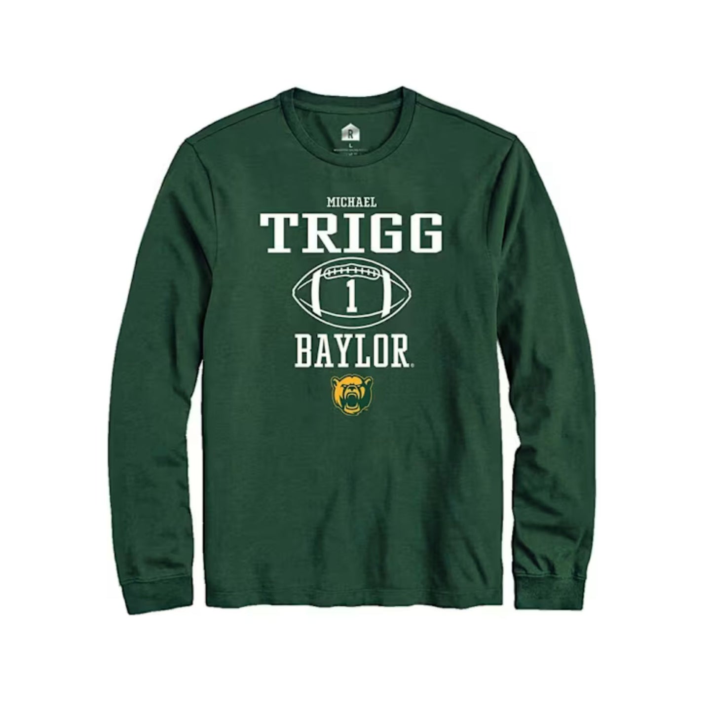 Michael Trigg Baylor Bears Rally NIL Long Sleeve T-Shirt – Sport Icon Green Tee - Hiyatee