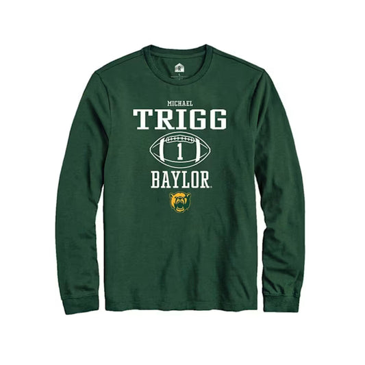 Michael Trigg Baylor Bears Rally NIL Long Sleeve T-Shirt – Sport Icon Green Tee - Hiyatee