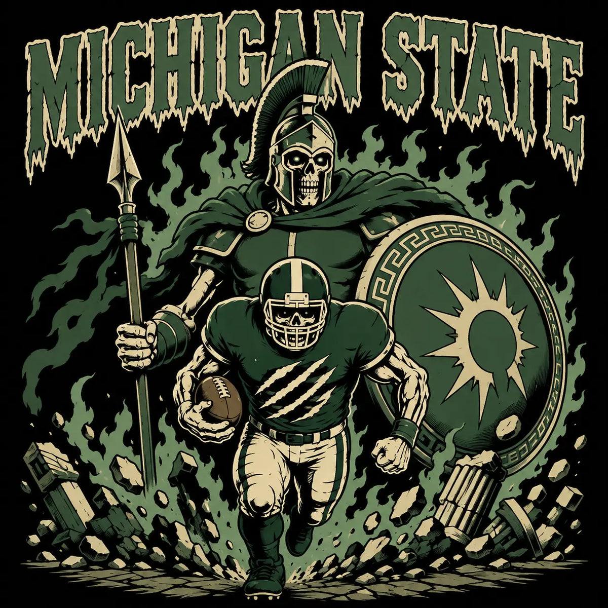 Vintage College Football Skull Sweatshirt – Spooky All Teams 90s Game Day Graphic Crewneck Pullover